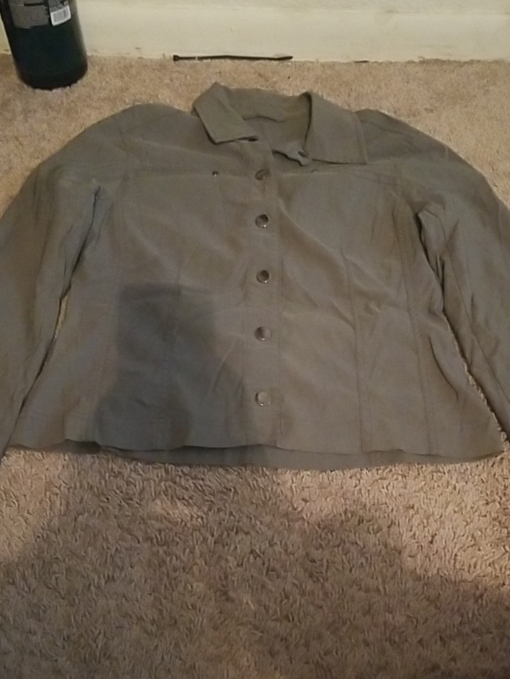 Olive Green Button-Front Lightweight Jacket